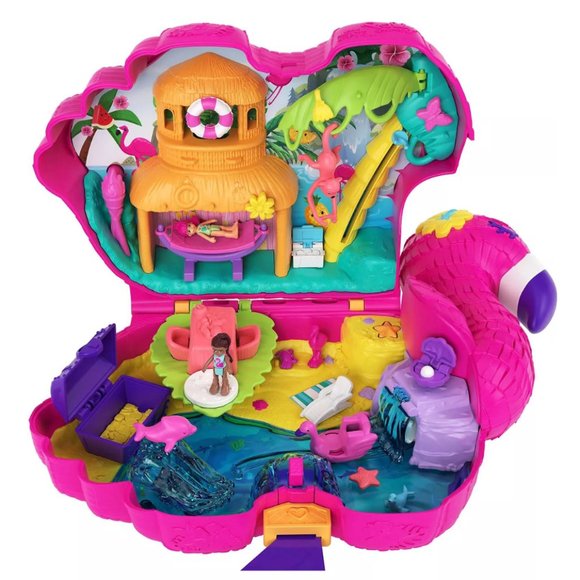 Polly Pocket Flamingo Party Playset w/2 Dolls & 26 Surprise Accessories, Compact - Picture 2 of 6